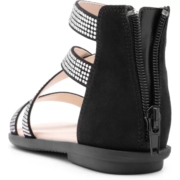 imageDREAM PAIRS Girls Gladiator Sandals with Zipper Strappy Sandals ToddlerLittle KidBig KidBlacksuede