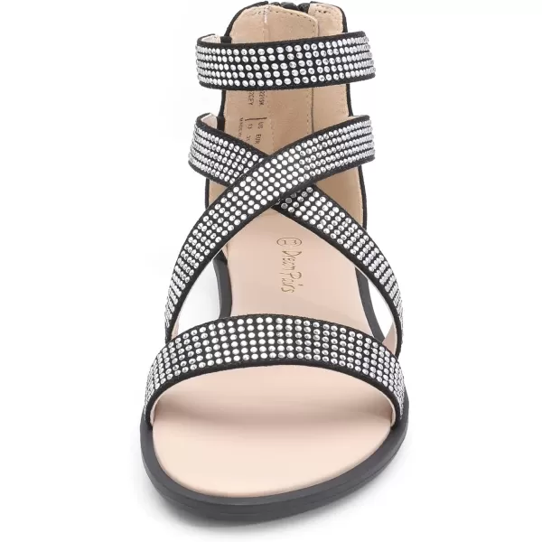 imageDREAM PAIRS Girls Gladiator Sandals with Zipper Strappy Sandals ToddlerLittle KidBig KidBlacksuede