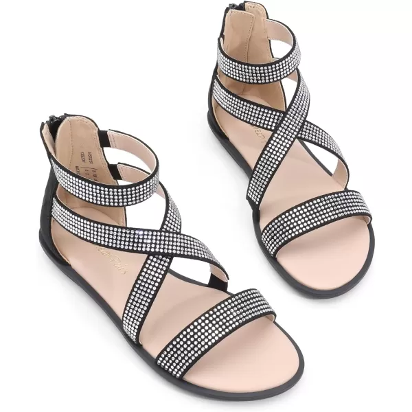 imageDREAM PAIRS Girls Gladiator Sandals with Zipper Strappy Sandals ToddlerLittle KidBig KidBlacksuede