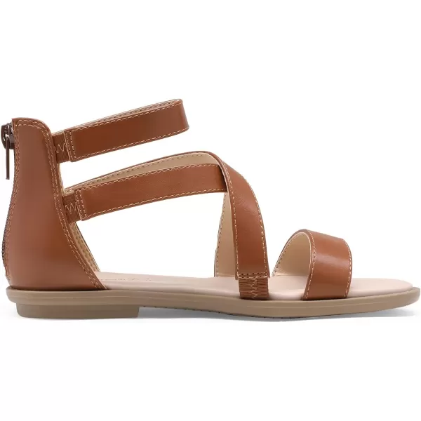 imageDREAM PAIRS Girls Gladiator Sandals with Zipper Strappy Sandals ToddlerLittle KidBig KidBrown