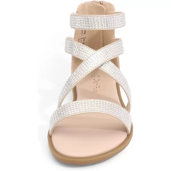 imageDREAM PAIRS Girls Gladiator Sandals with Zipper Strappy Sandals ToddlerLittle KidBig KidGold