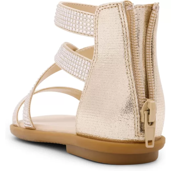 imageDREAM PAIRS Girls Gladiator Sandals with Zipper Strappy Sandals ToddlerLittle KidBig KidGold