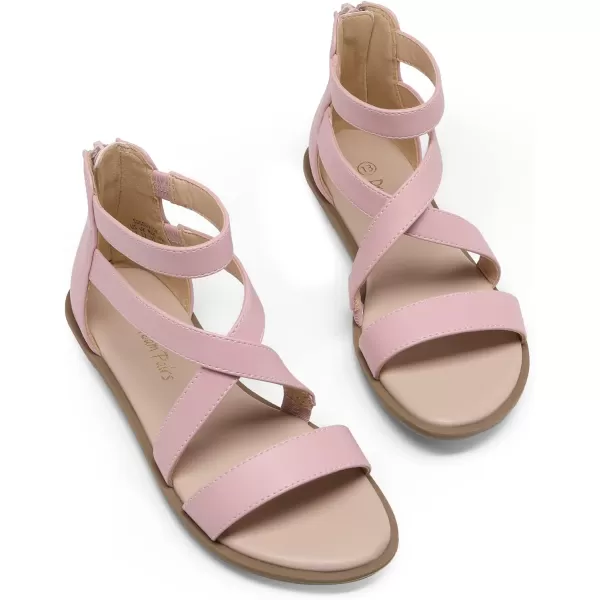 imageDREAM PAIRS Girls Gladiator Sandals with Zipper Strappy Sandals ToddlerLittle KidBig KidPink
