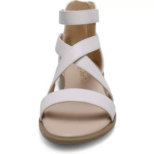 imageDREAM PAIRS Girls Gladiator Sandals with Zipper Strappy Sandals ToddlerLittle KidBig KidWhite