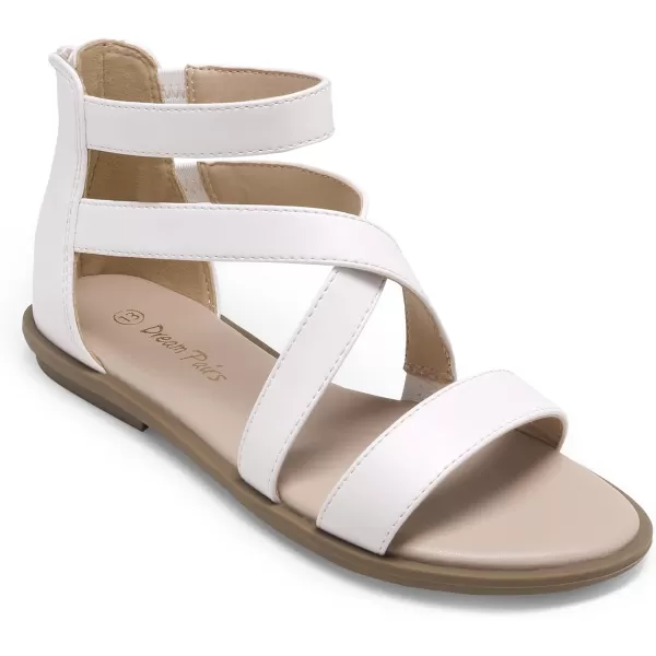 imageDREAM PAIRS Girls Gladiator Sandals with Zipper Strappy Sandals ToddlerLittle KidBig KidWhite