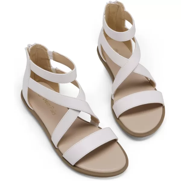 imageDREAM PAIRS Girls Gladiator Sandals with Zipper Strappy Sandals ToddlerLittle KidBig KidWhite