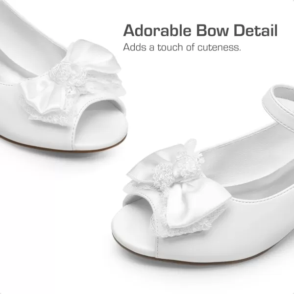 imageDREAM PAIRS Girls Heels Dress Shoes Flats for Wedding Bow Flower Princess Shoes for Little KidBig KidWhitepu