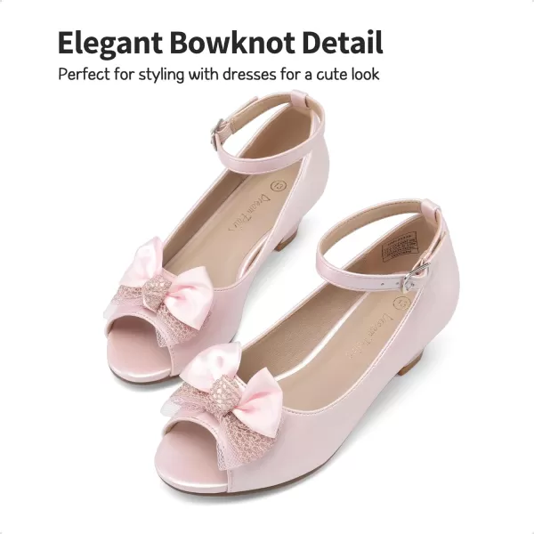 imageDREAM PAIRS Girls Heels Dress Shoes Wedding Party Bow Flower Girl Shoes Princess Open Toe Sandals for Little KidBig KidPink