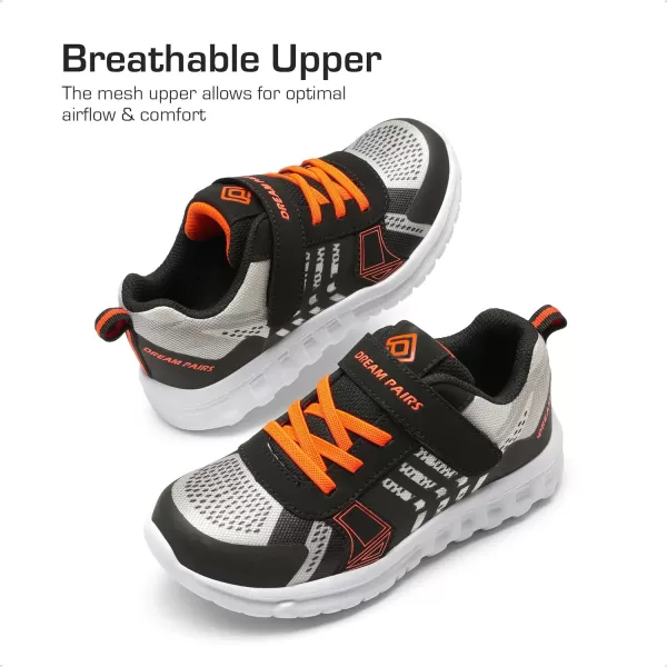 imageDREAM PAIRS Girls KD18002K Lightweight Breathable Running Athletic Sneakers Shoes Grey Fuchsia Blue Size 13 M US Little KidBlackGreyOrange