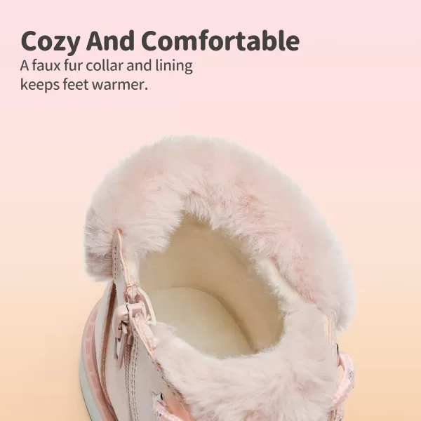 imageDREAM PAIRS Girls Kids Side Zipper Lace Up Ankle Fashion BootsPinkPu