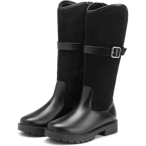 imageDREAM PAIRS Girls Knee High Buckle Fashion Riding Boots Little KidBig KidBlack