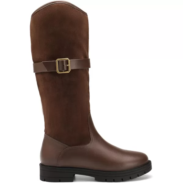 imageDREAM PAIRS Girls Knee High Buckle Fashion Riding Boots Little KidBig KidBrown