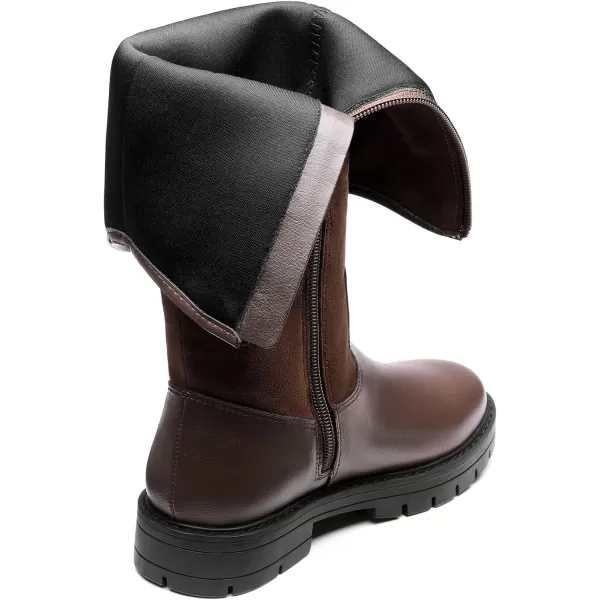 imageDREAM PAIRS Girls Knee High Buckle Fashion Riding Boots Little KidBig KidBrown