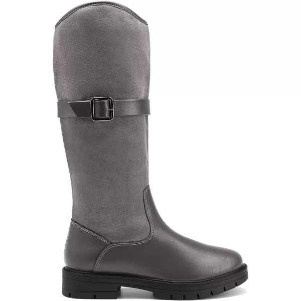 imageDREAM PAIRS Girls Knee High Buckle Fashion Riding Boots Little KidBig KidGrey