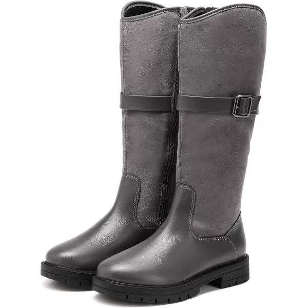 imageDREAM PAIRS Girls Knee High Buckle Fashion Riding Boots Little KidBig KidGrey