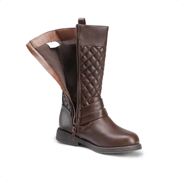 imageDREAM PAIRS Girls Knee High Fashion Riding BootsBrown
