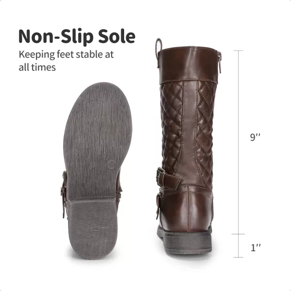 imageDREAM PAIRS Girls Knee High Fashion Riding BootsBrown