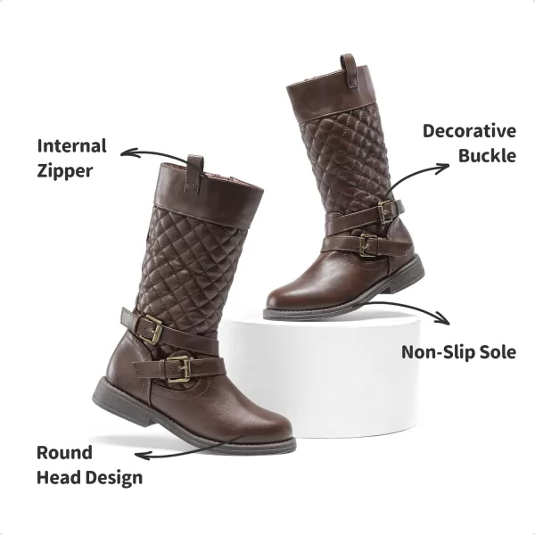 imageDREAM PAIRS Girls Knee High Fashion Riding BootsBrown