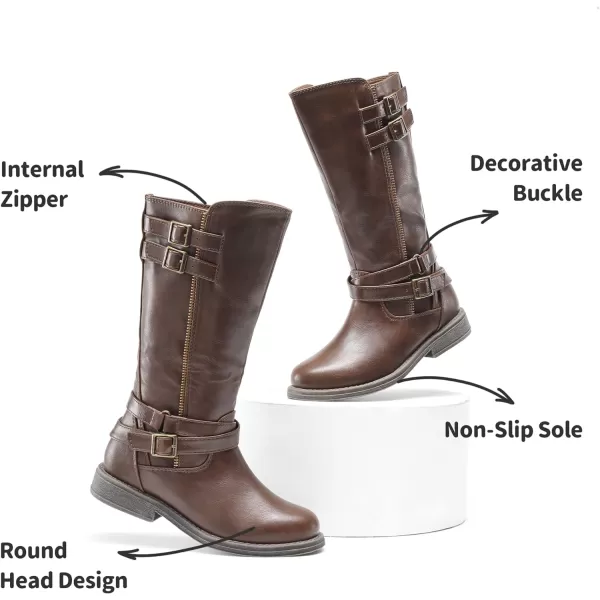 imageDREAM PAIRS Girls Knee High Fashion Riding BootsBrown03