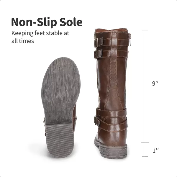 imageDREAM PAIRS Girls Knee High Fashion Riding BootsBrown03