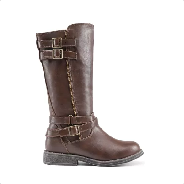 imageDREAM PAIRS Girls Knee High Fashion Riding BootsBrown03