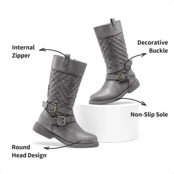 imageDREAM PAIRS Girls Knee High Fashion Riding BootsGrey
