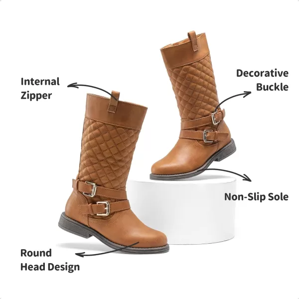 imageDREAM PAIRS Girls Knee High Fashion Riding BootsTan