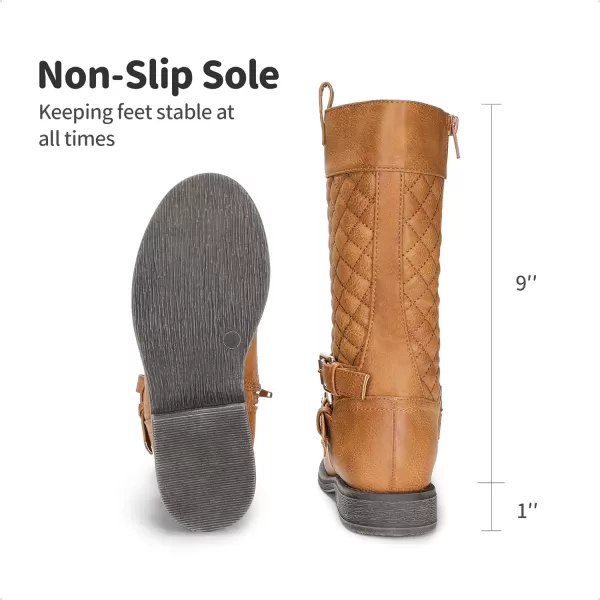 imageDREAM PAIRS Girls Knee High Fashion Riding BootsTan