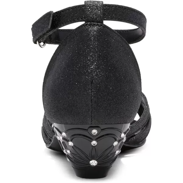 imageDREAM PAIRS Girls Low Heel Dress Pump Sandals Flower Wedding Shoes ToddlerLittle KidBig KidBlack