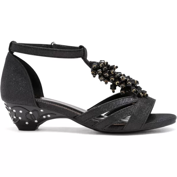 imageDREAM PAIRS Girls Low Heel Dress Pump Sandals Flower Wedding Shoes ToddlerLittle KidBig KidBlack