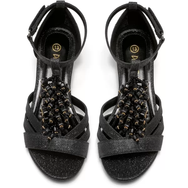 imageDREAM PAIRS Girls Low Heel Dress Pump Sandals Flower Wedding Shoes ToddlerLittle KidBig KidBlack