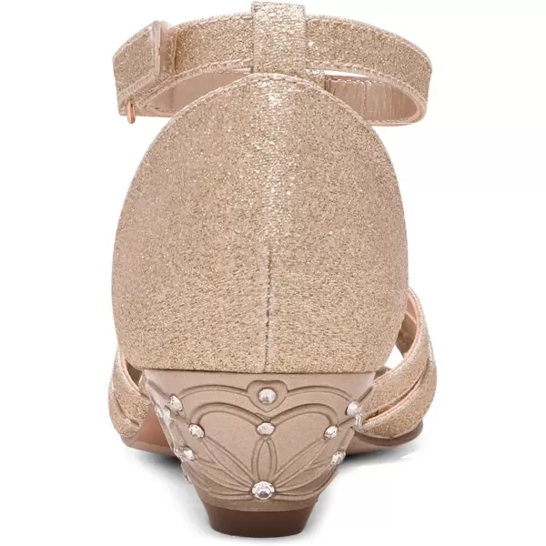 imageDREAM PAIRS Girls Low Heel Dress Pump Sandals Flower Wedding Shoes ToddlerLittle KidBig KidRoseGold