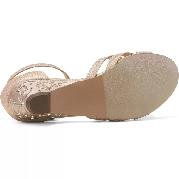 imageDREAM PAIRS Girls Low Heel Dress Pump Sandals Flower Wedding Shoes ToddlerLittle KidBig KidRoseGold