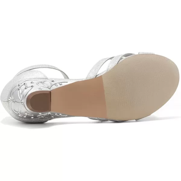 imageDREAM PAIRS Girls Low Heel Dress Pump Sandals Flower Wedding Shoes ToddlerLittle KidBig KidSilver
