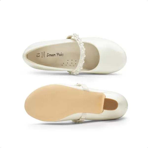 imageDREAM PAIRS Girls Low Heel Dress Shoes Mary Jane Pearl Flower Girl Pumps Princess Wedding PartyWhitepat