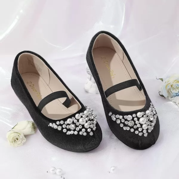 imageDREAM PAIRS Girls Mary Jane Ballerina Flat Dress ShoesBlackSuede