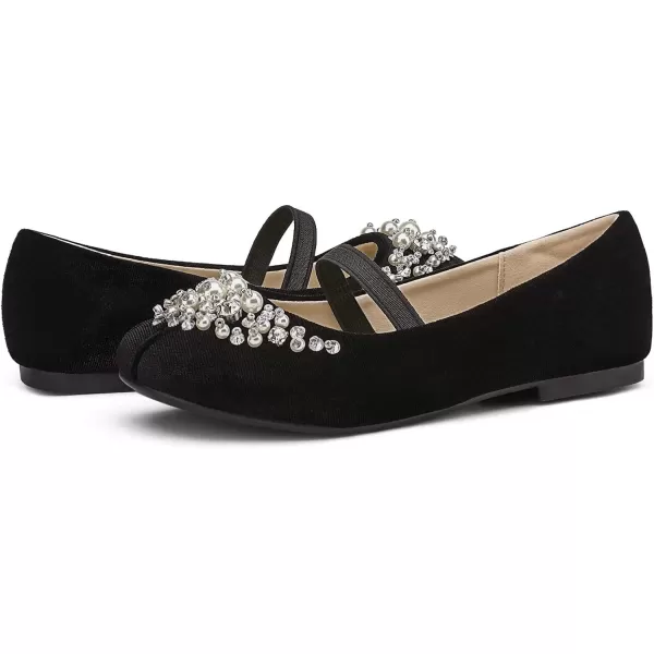 imageDREAM PAIRS Girls Mary Jane Ballerina Flat Dress ShoesBlackSuede