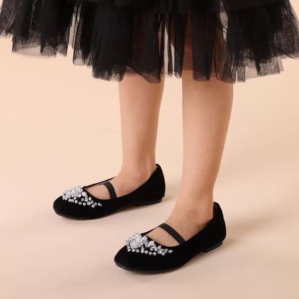 imageDREAM PAIRS Girls Mary Jane Ballerina Flat Dress ShoesBlackSuede