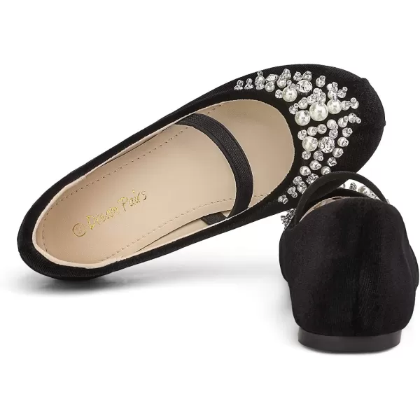 imageDREAM PAIRS Girls Mary Jane Ballerina Flat Dress ShoesBlackSuede