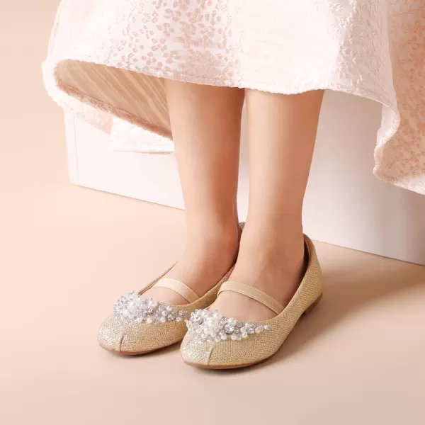 imageDREAM PAIRS Girls Mary Jane Ballerina Flat Dress ShoesGoldGlitter