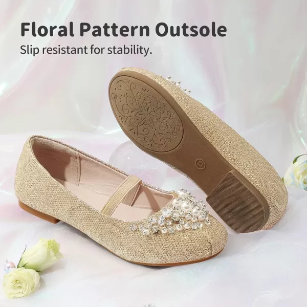 imageDREAM PAIRS Girls Mary Jane Ballerina Flat Dress ShoesGoldGlitter