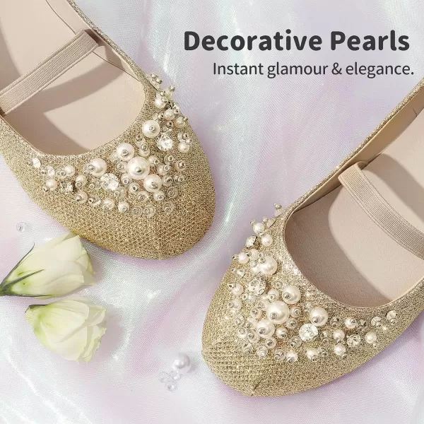 imageDREAM PAIRS Girls Mary Jane Ballerina Flat Dress ShoesGoldGlitter