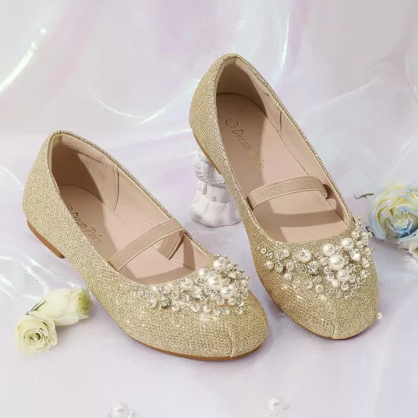 imageDREAM PAIRS Girls Mary Jane Ballerina Flat Dress ShoesGoldGlitter