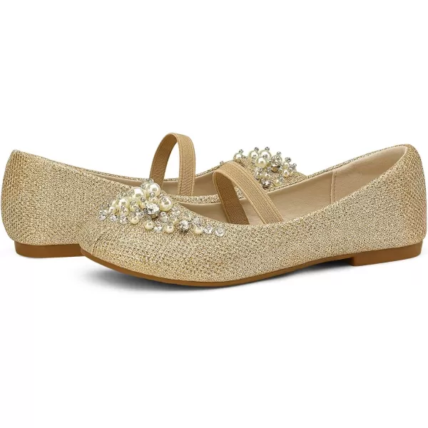 imageDREAM PAIRS Girls Mary Jane Ballerina Flat Dress ShoesGoldGlitter