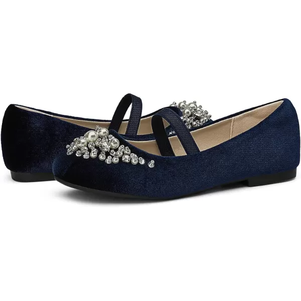 imageDREAM PAIRS Girls Mary Jane Ballerina Flat Dress ShoesNavySuede