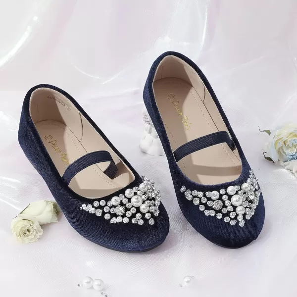 imageDREAM PAIRS Girls Mary Jane Ballerina Flat Dress ShoesNavySuede