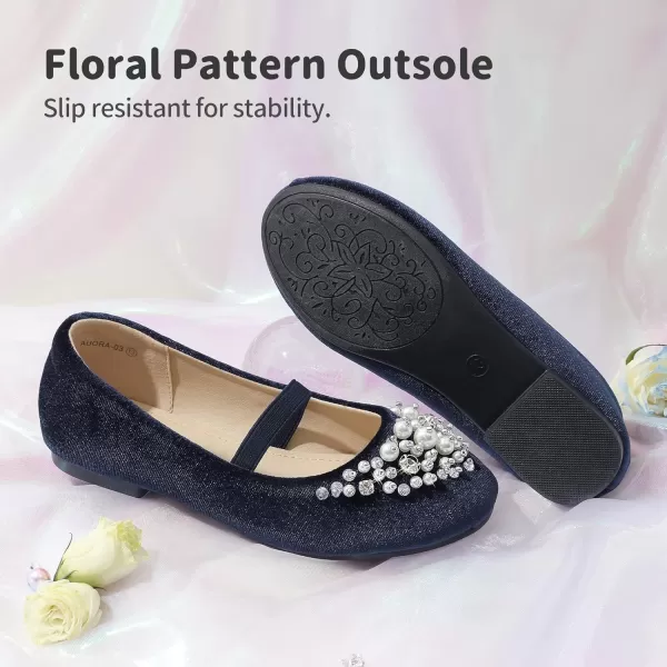 imageDREAM PAIRS Girls Mary Jane Ballerina Flat Dress ShoesNavySuede
