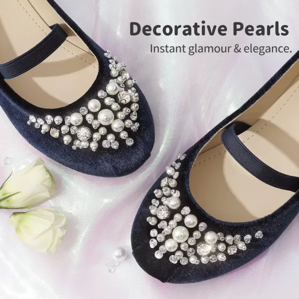 imageDREAM PAIRS Girls Mary Jane Ballerina Flat Dress ShoesNavySuede