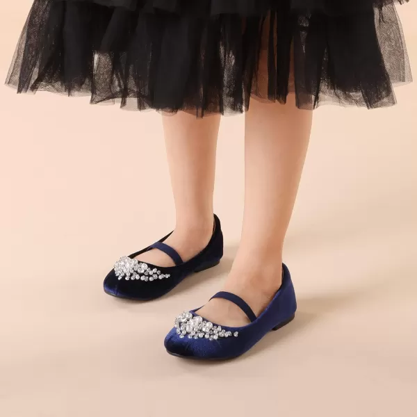 imageDREAM PAIRS Girls Mary Jane Ballerina Flat Dress ShoesNavySuede
