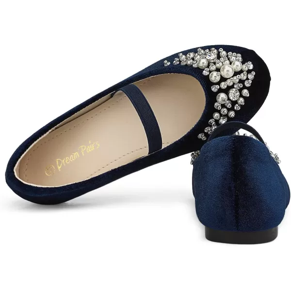 imageDREAM PAIRS Girls Mary Jane Ballerina Flat Dress ShoesNavySuede